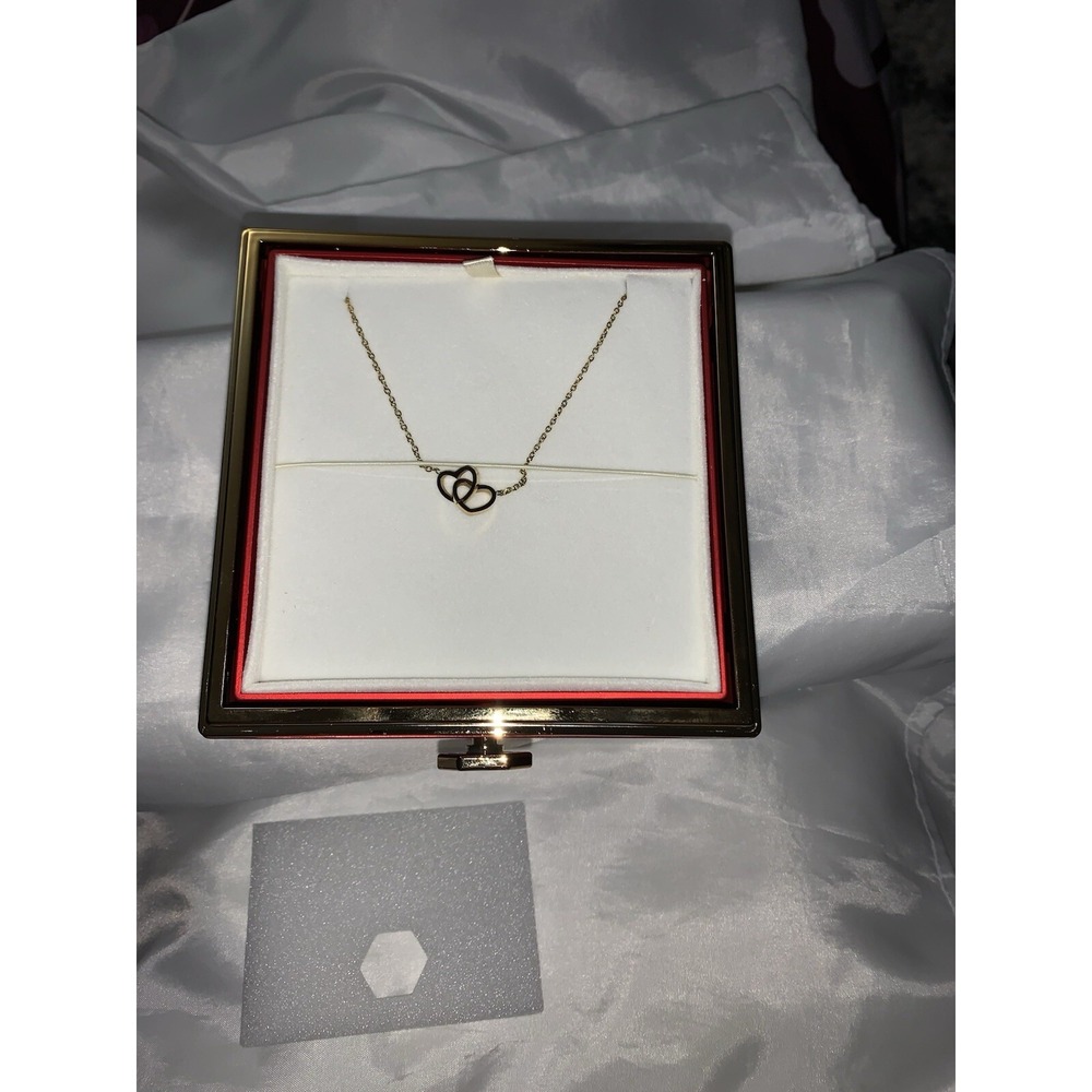 Double Heart Necklace with 4 Roses in a box By:‎  Fabu Love Jewelry